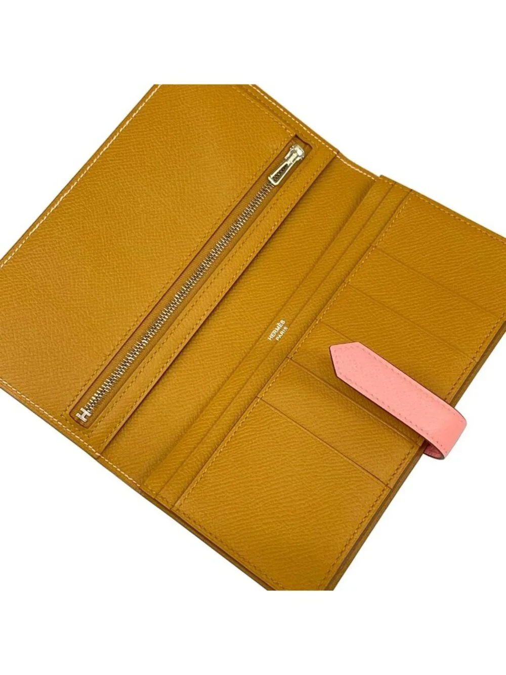 Hermes Wallet Bearn Souffle Verso Rose Confetti Sesame Silver